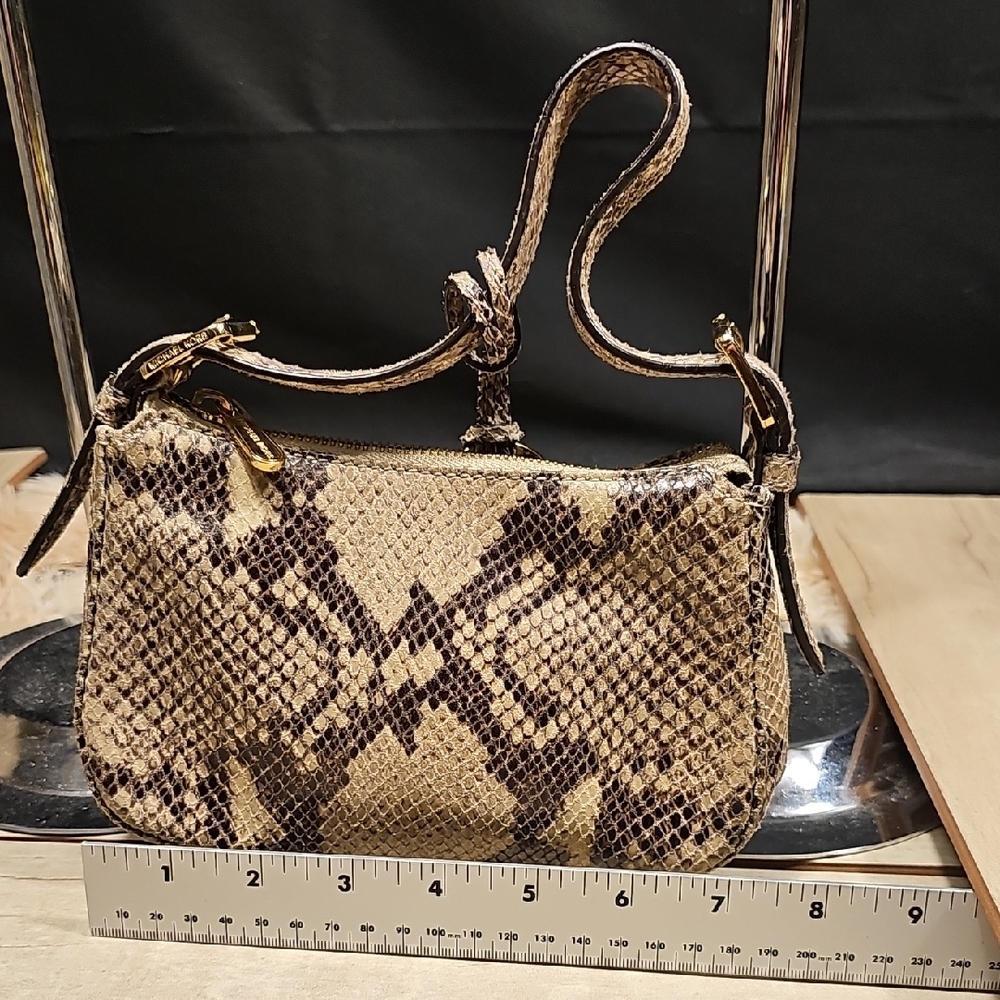 Michael Kors Tan and Brown Snake Print Clutch - Picture 2 of 9